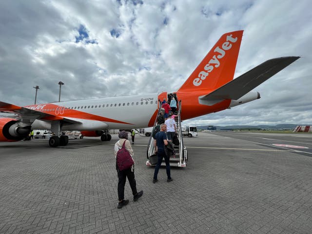 <p>Going places? The mildly delayed easyJet plane from Glasgow to Stansted</p>