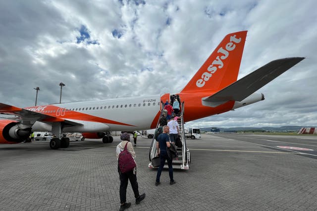 <p>Going places? The mildly delayed easyJet plane from Glasgow to Stansted</p>