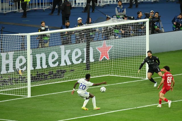 <p>Vinicius scores the opener for Real Madrid</p>