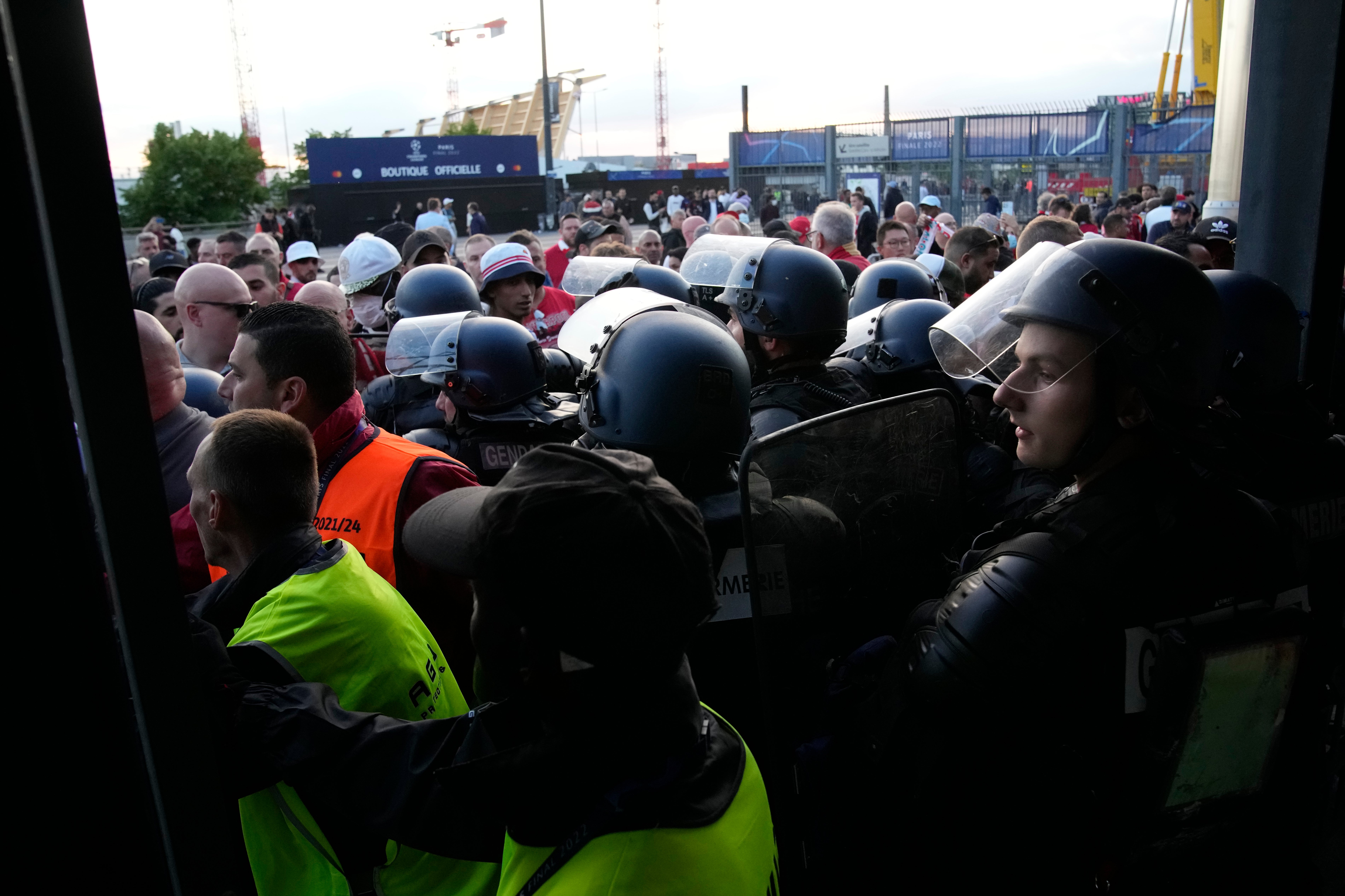 The situation outside the stadium was described as ‘a shambles’