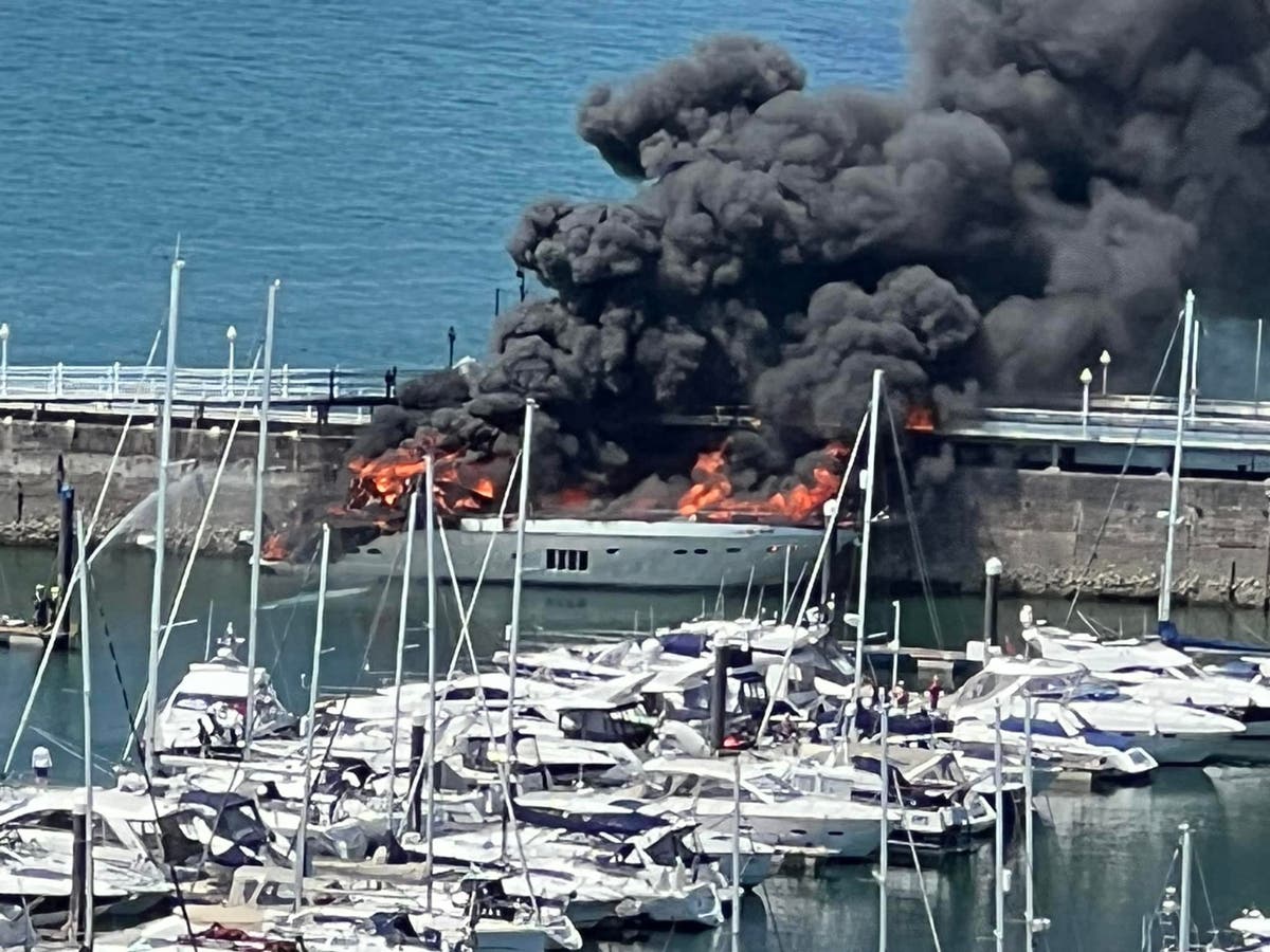 Huge superyacht fire probed by police after &pound;6m boat destroyed in harbourside inferno