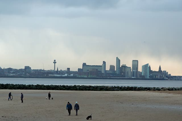 New Brighton Beach at the mouth of Liverpool Bay, Liverpool (Peter Byrne/PA)