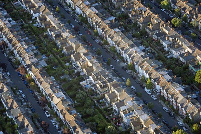Aerial view of terraced houses in south west London. (Victoria Jones/PA)