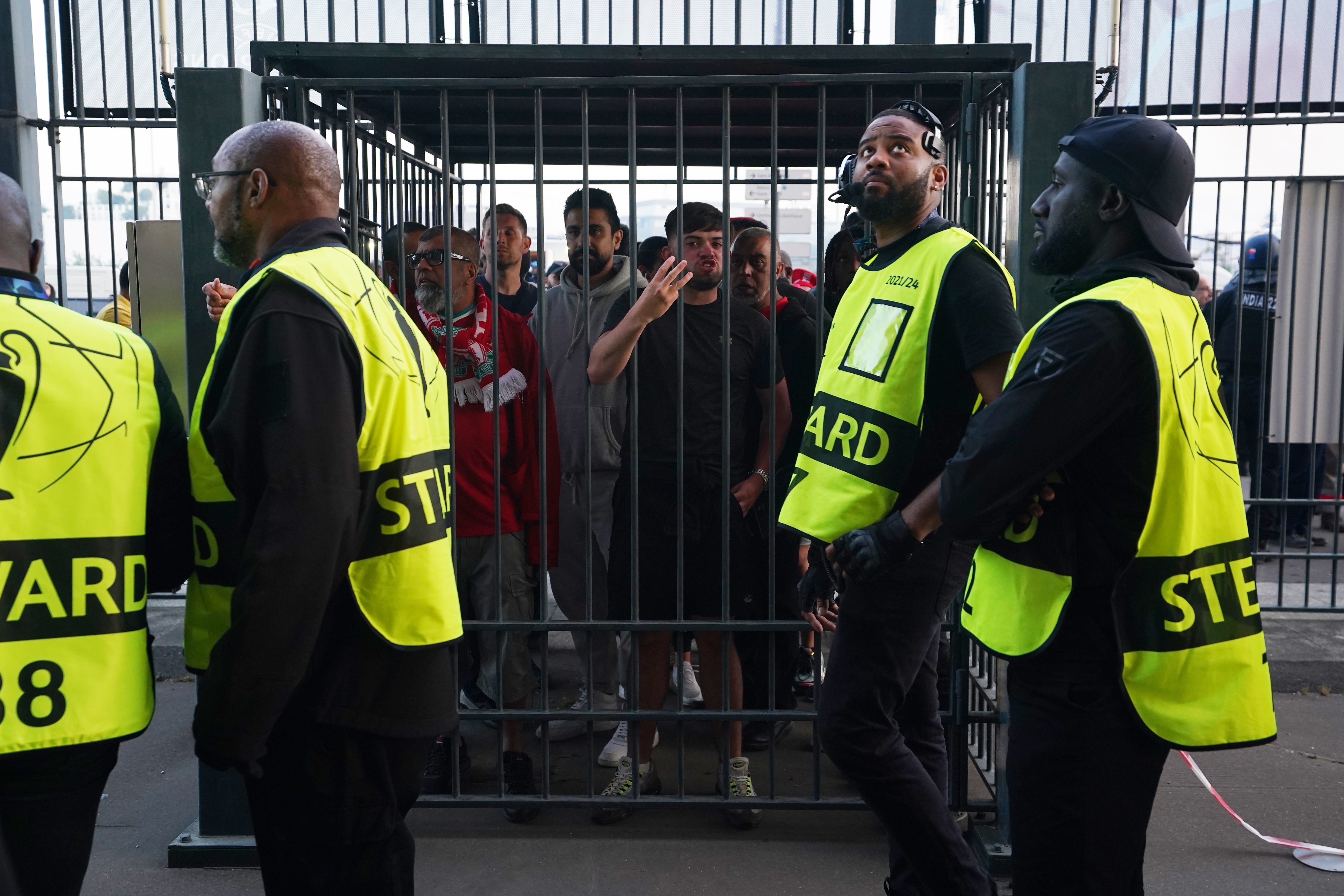 Liverpool fans were delayed getting into the final and were sprayed with tear gas (Nick Potts/PA)