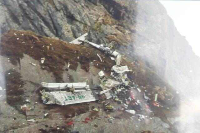 <p>The areal image shared by the Nepalese army shows the wreckage of the Tara Air flight which went missing on Sunday</p>