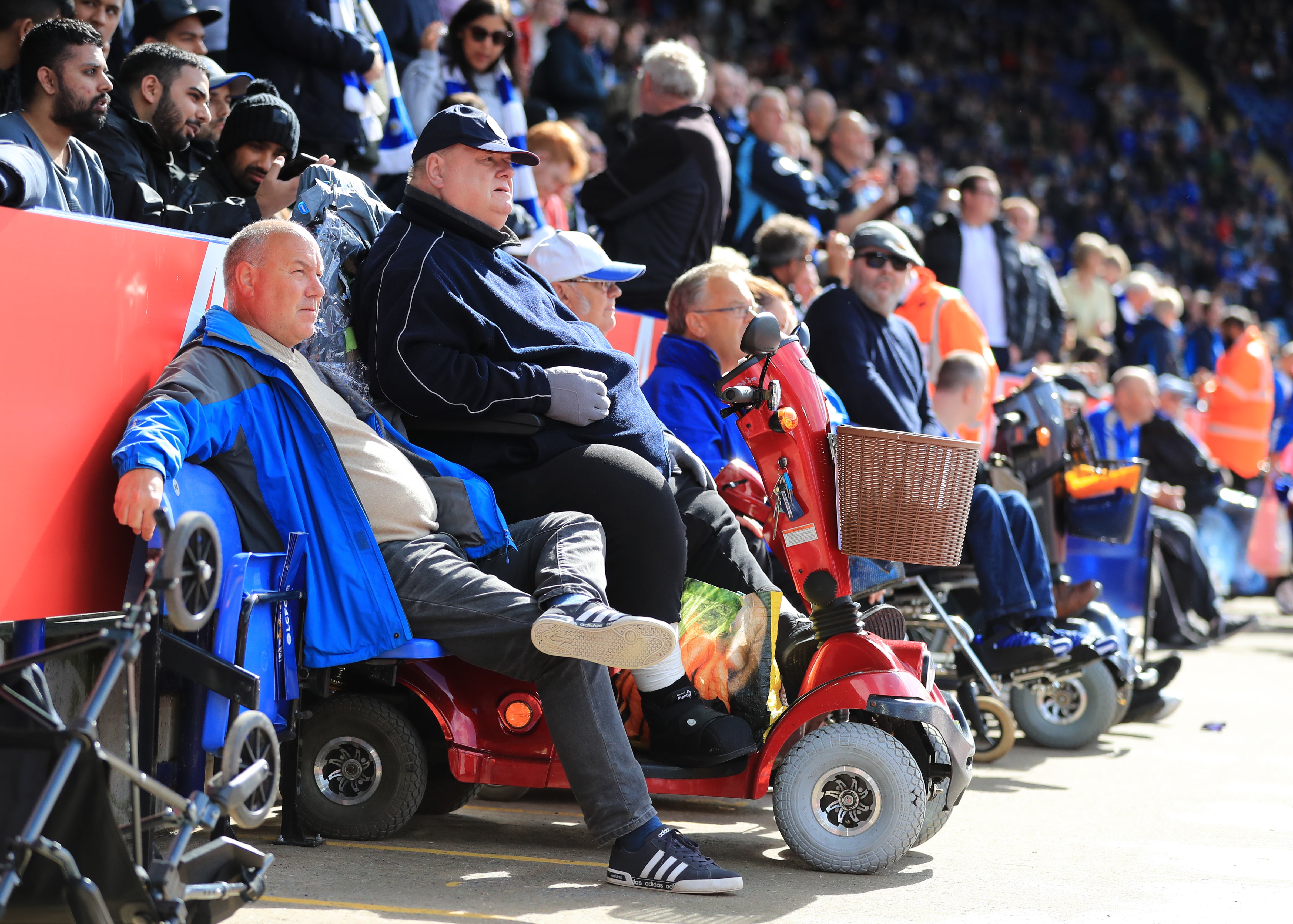 Disabled fans during a Premier League match at Leicester’s King Power Stadium (Mike Egerton/PA)