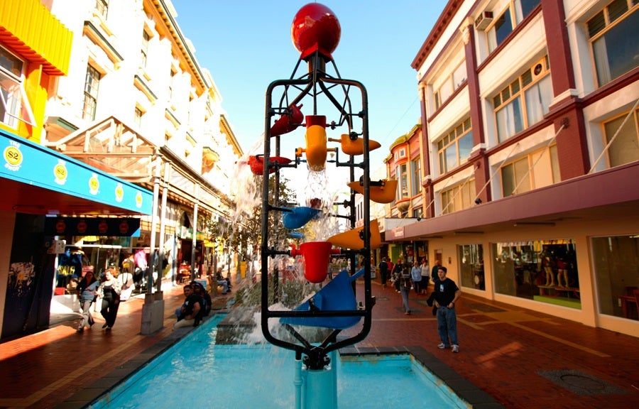 The bucket fountain was built in October 1969