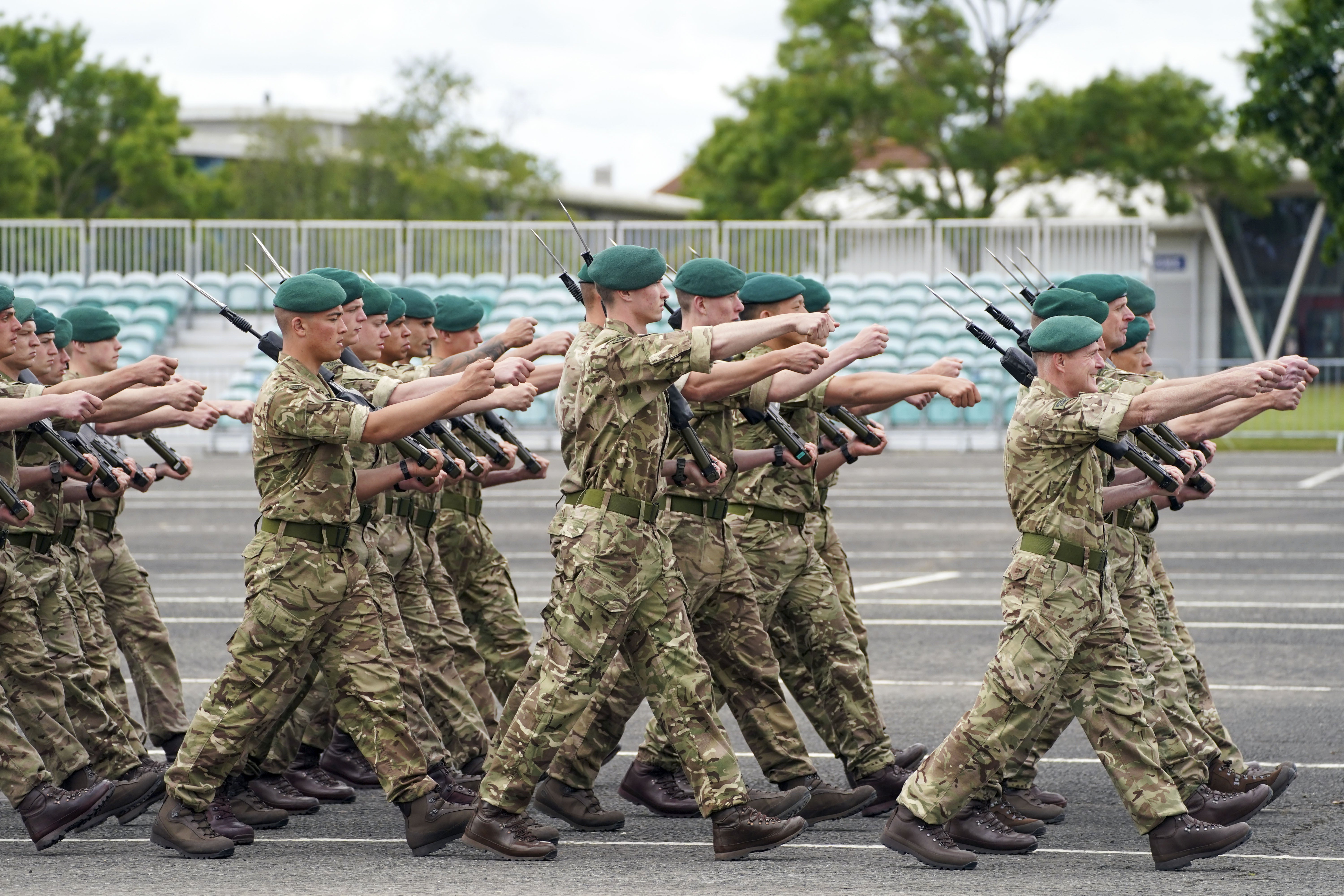 Royal Marines Commando personnel during the rehearsal (Steve Parsons/PA)