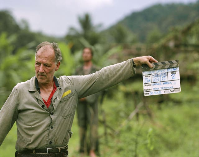 <p>Action man: Herzog filming ‘Rescue Dawn’ in 2006 </p>