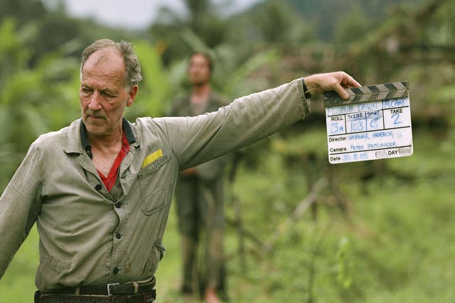 <p>Action man: Herzog filming ‘Rescue Dawn’ in 2006 </p>