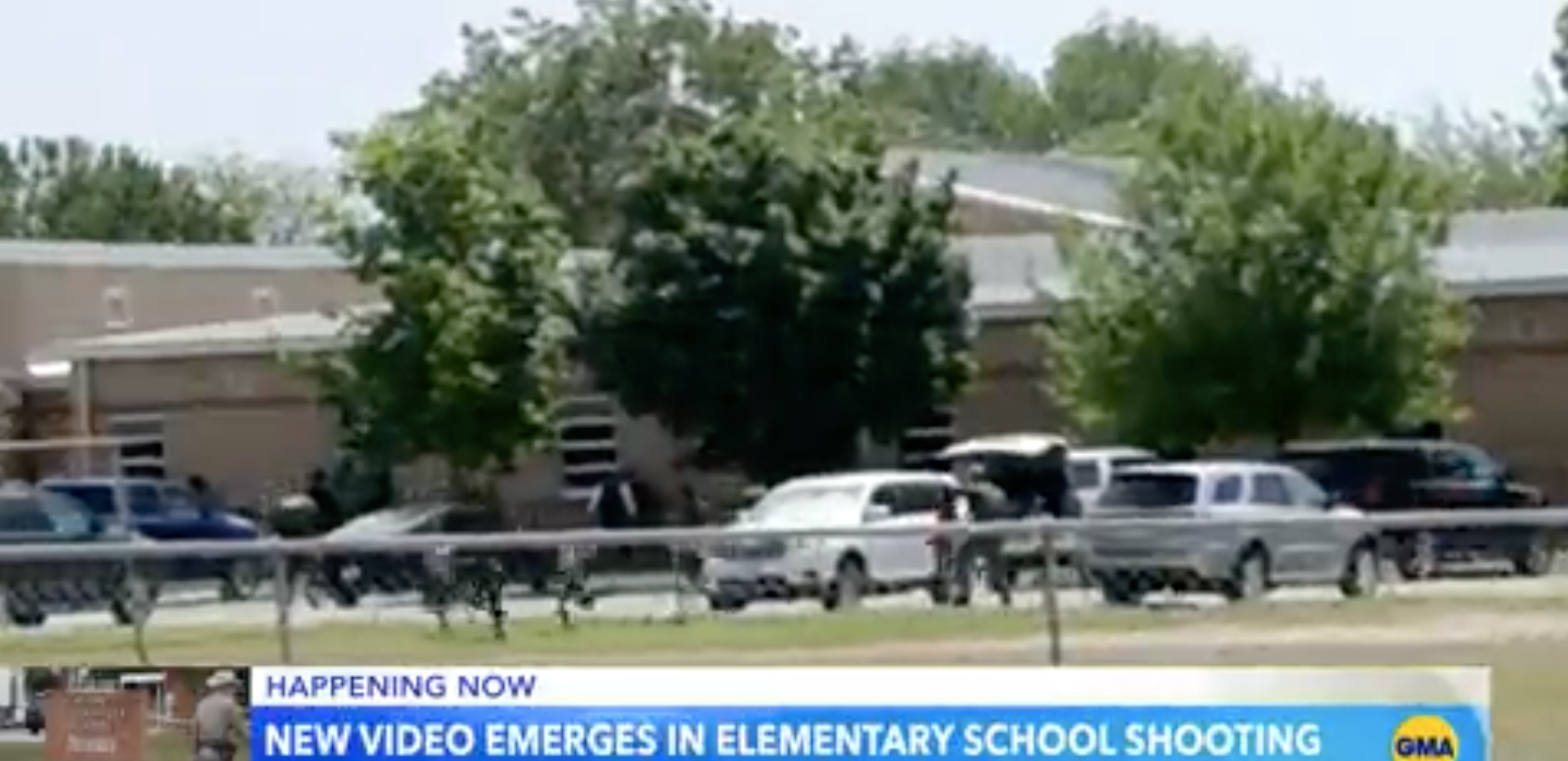 Students flee Robb Elementary School in Uvalde after a gunman attacked their school and shot and killed 19 children and two teachers.