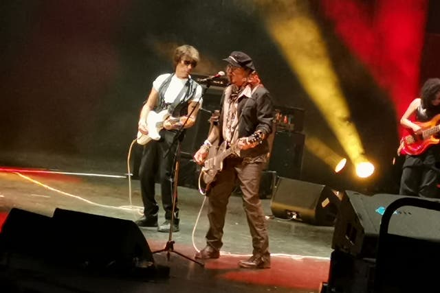 <p>Johnny Depp performed alongside Jeff Beck again on Monday at the Royal Albert Hall </p>