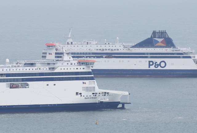 <p>P&O Ferries ‘Spirit of Britain’ and ‘Pride of Canterbury’ are seen moored in the Port of Dover</p>