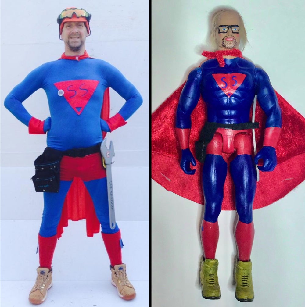 Scoob Lawlor as superman alongside his ‘Super Scoob’ doll (Collect/PA Real Life)