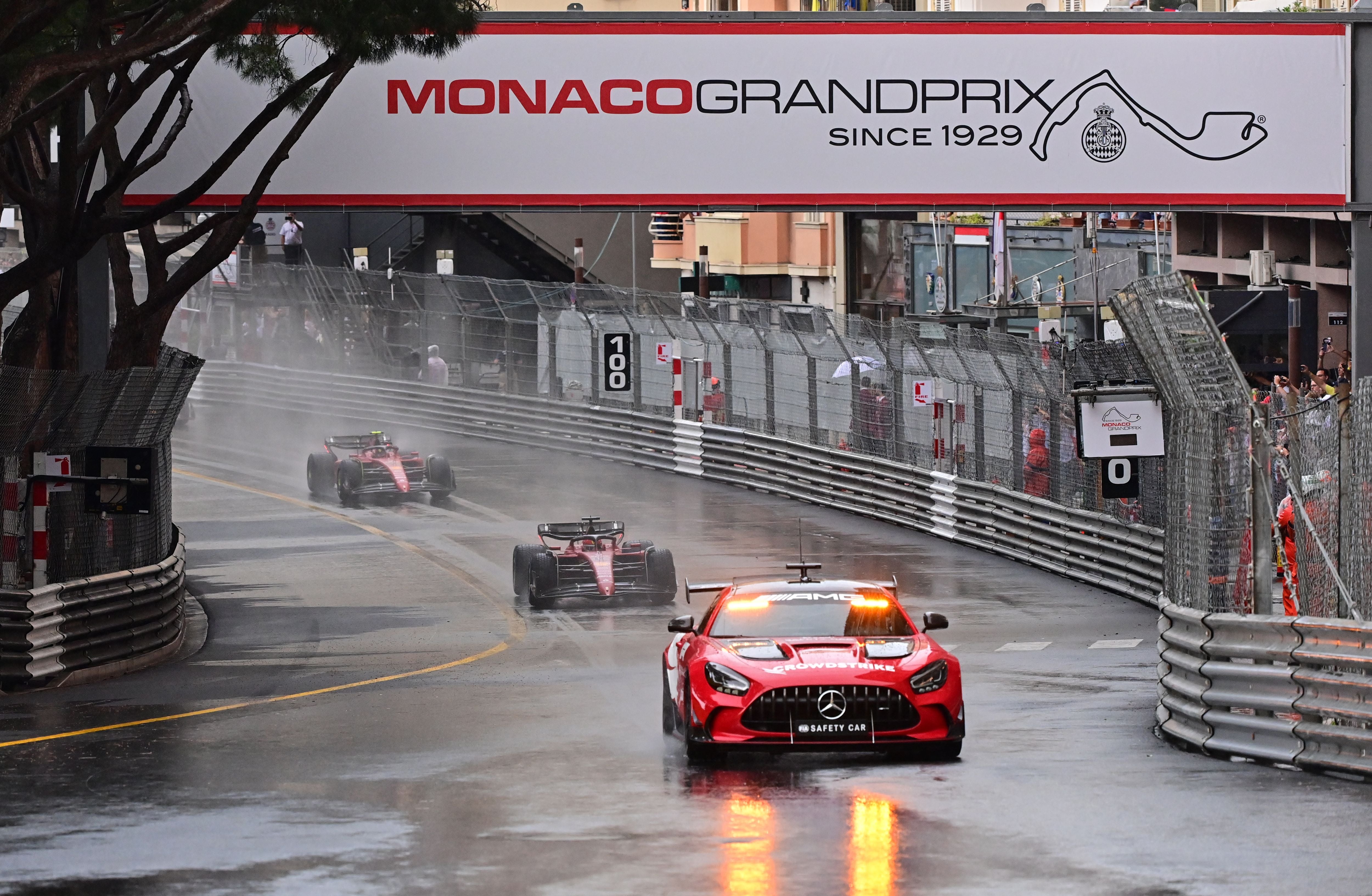 The Monaco Grand Prix eventually got under way behind a safety car