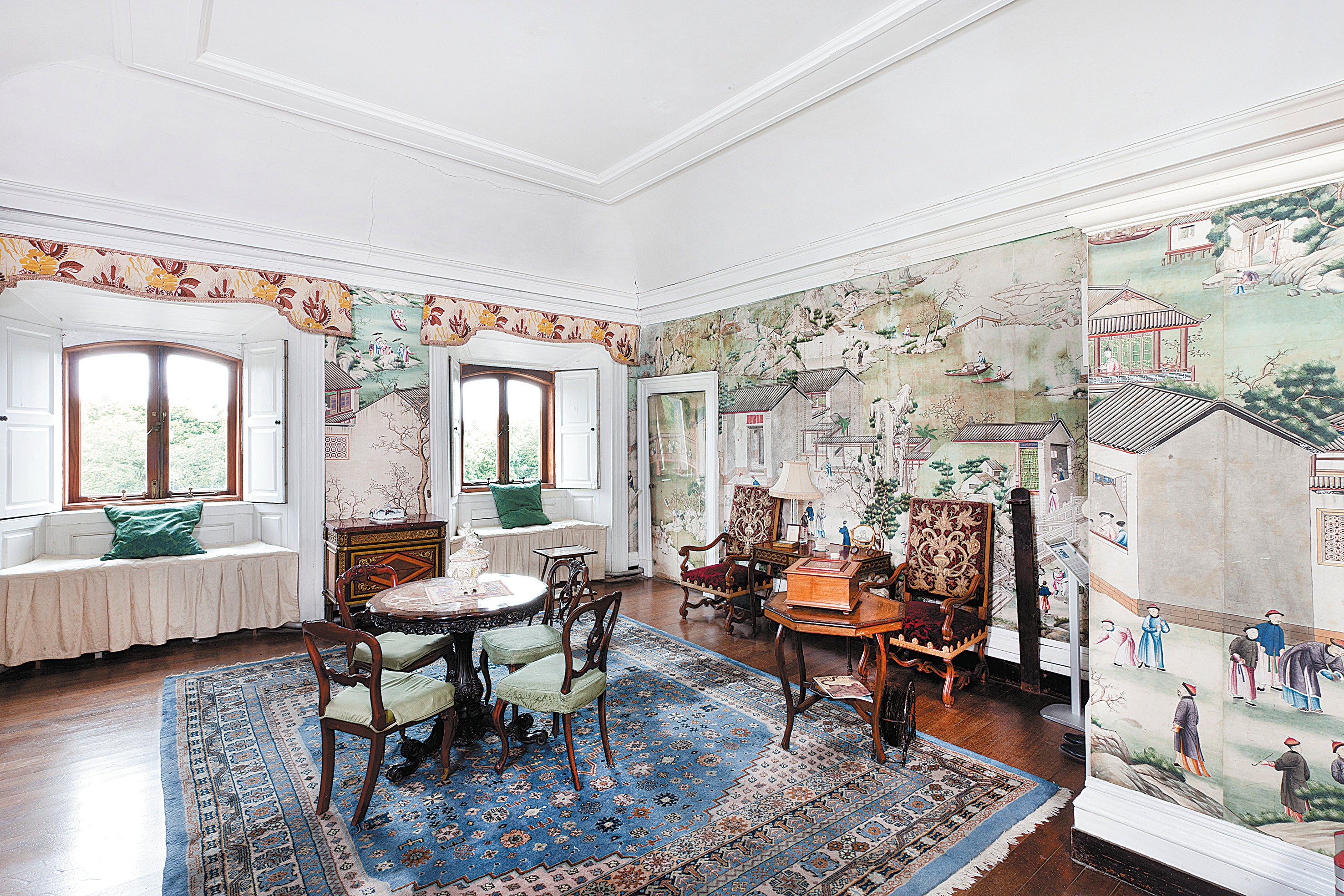 One of Westport House’s most famous features is the Chinese room, with 200-year-old hand-painted wallpaper covering it as one continuous piece of art