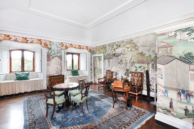 <p>One of Westport House’s most famous features is the Chinese room, with 200-year-old hand-painted wallpaper covering it as one continuous piece of art</p>