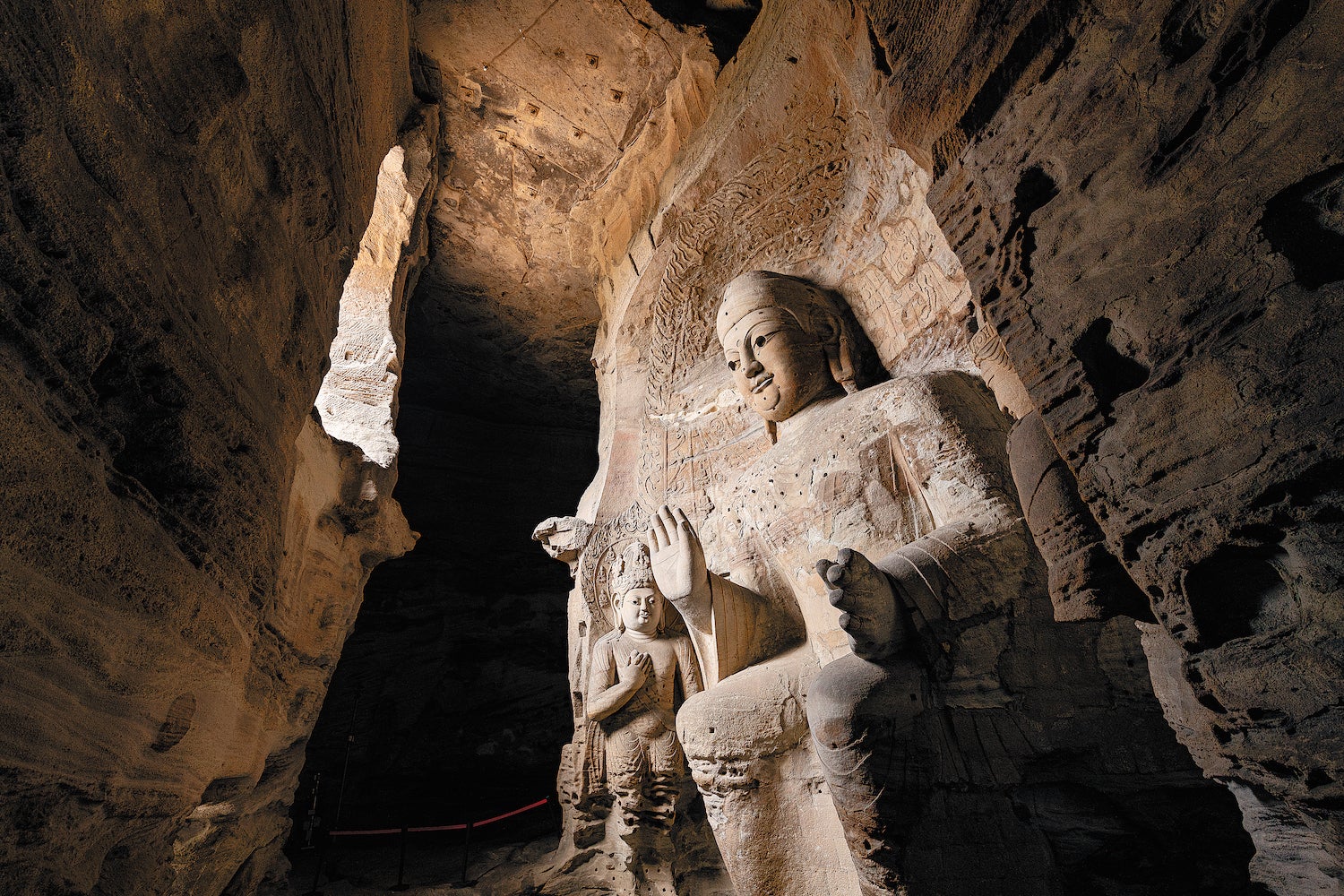 Cave 3 of the Yungang Grottoes features typical artistic elements from the early period of the Northern Wei Dynasty (386-534)