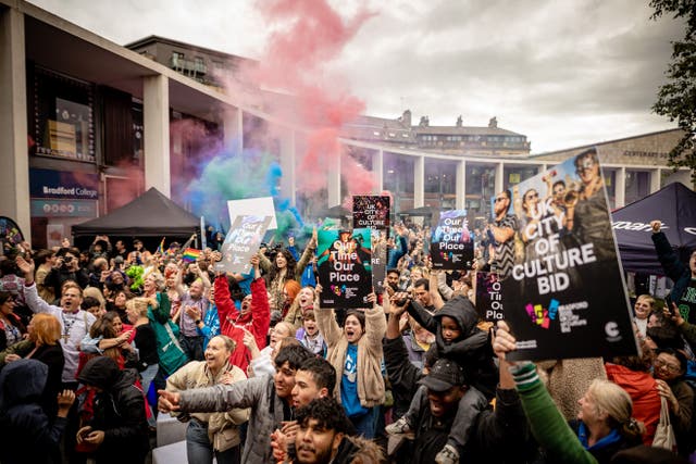 <p>Celebrations in Bradford after it was named the UK City of Culture 2025</p>