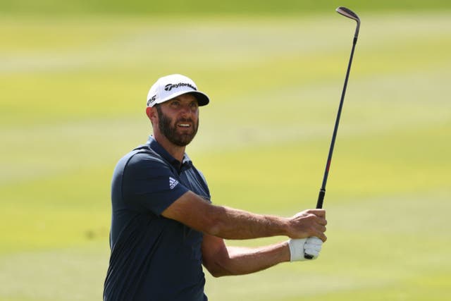 <p>Dustin Johnson competes at the Saudi International in February</p>