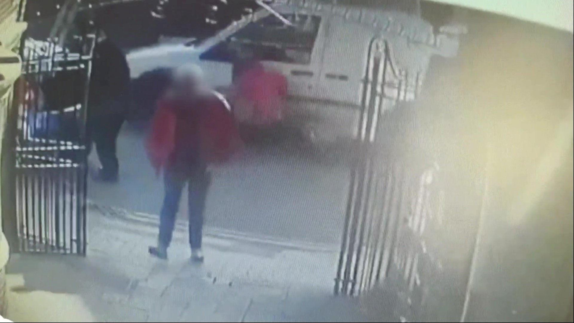 The moment the pensioner was hit by the van