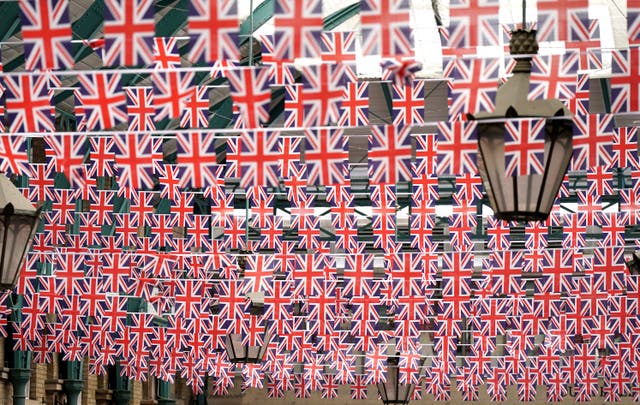 Bunting on display at Covent Garden in central London ahead of the Queen’s jubilee celebrations (PA)
