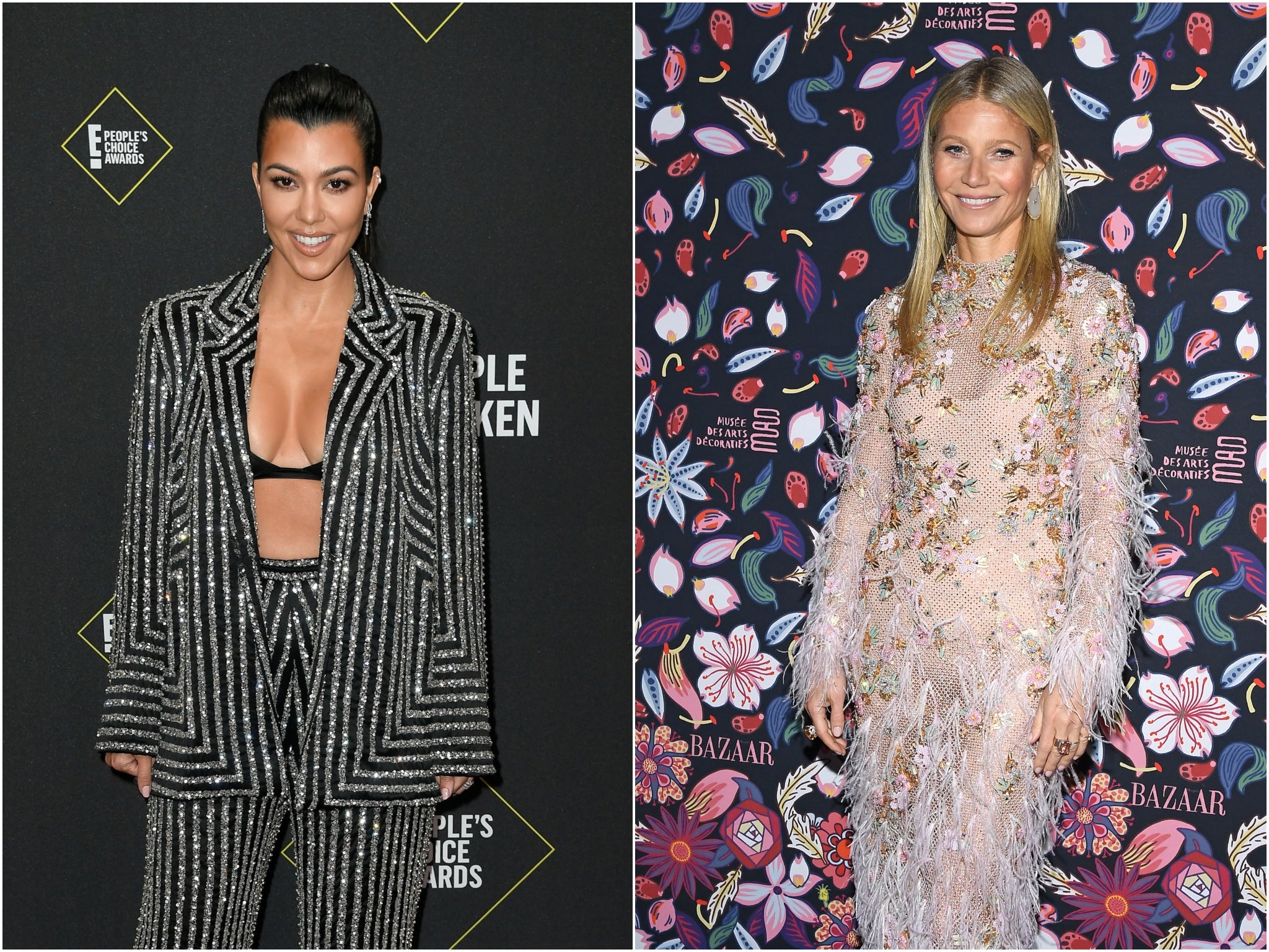 Kourtney Kardashian (L) and Gwyneth Paltrow’s lifestyle brands are launching a collaboration