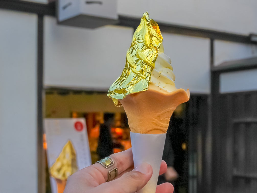 Gold leaf ice cream in Kanazawa