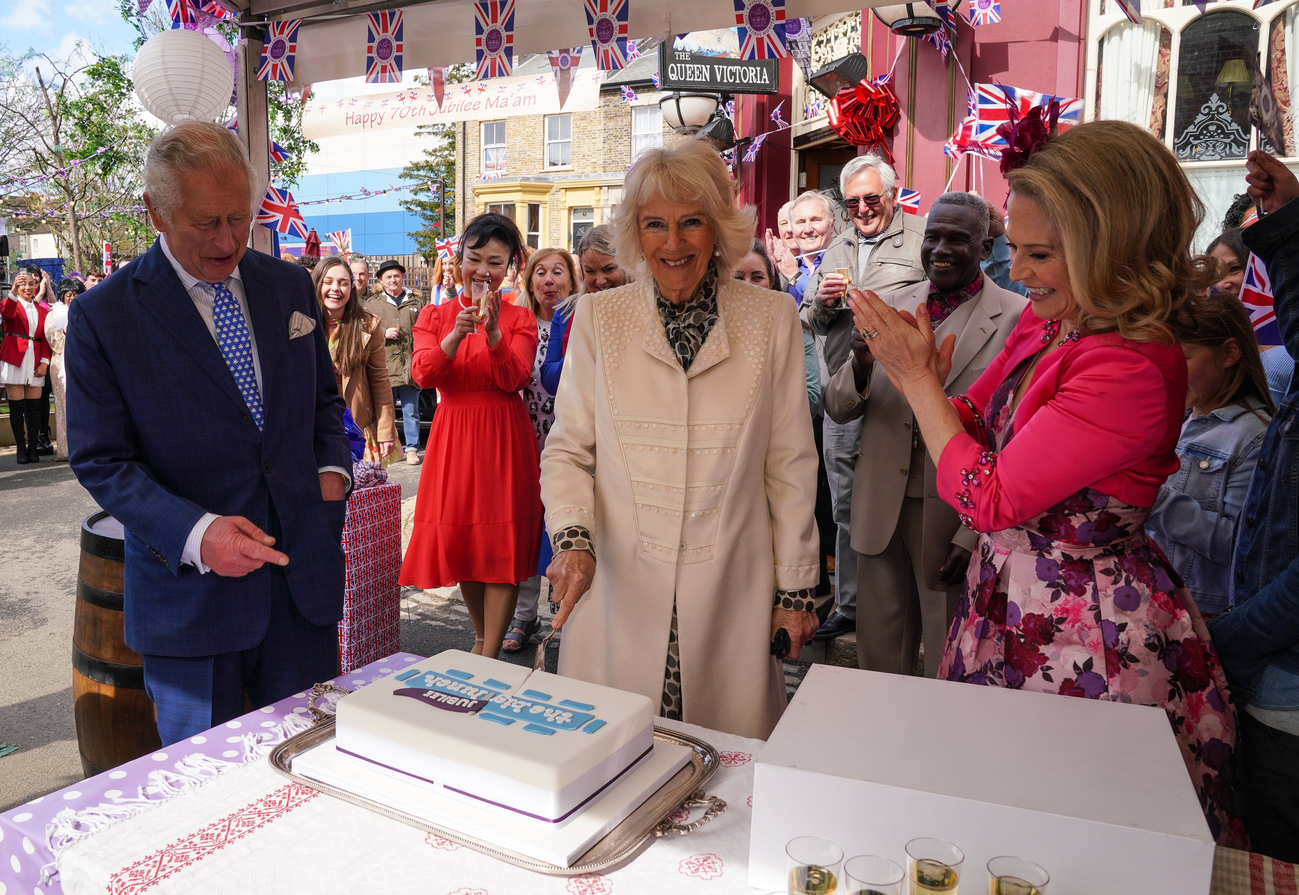 Jubilee episode of EastEnders featuring the Prince of Wales and the Duchess of Cornwall (BBC/PA)
