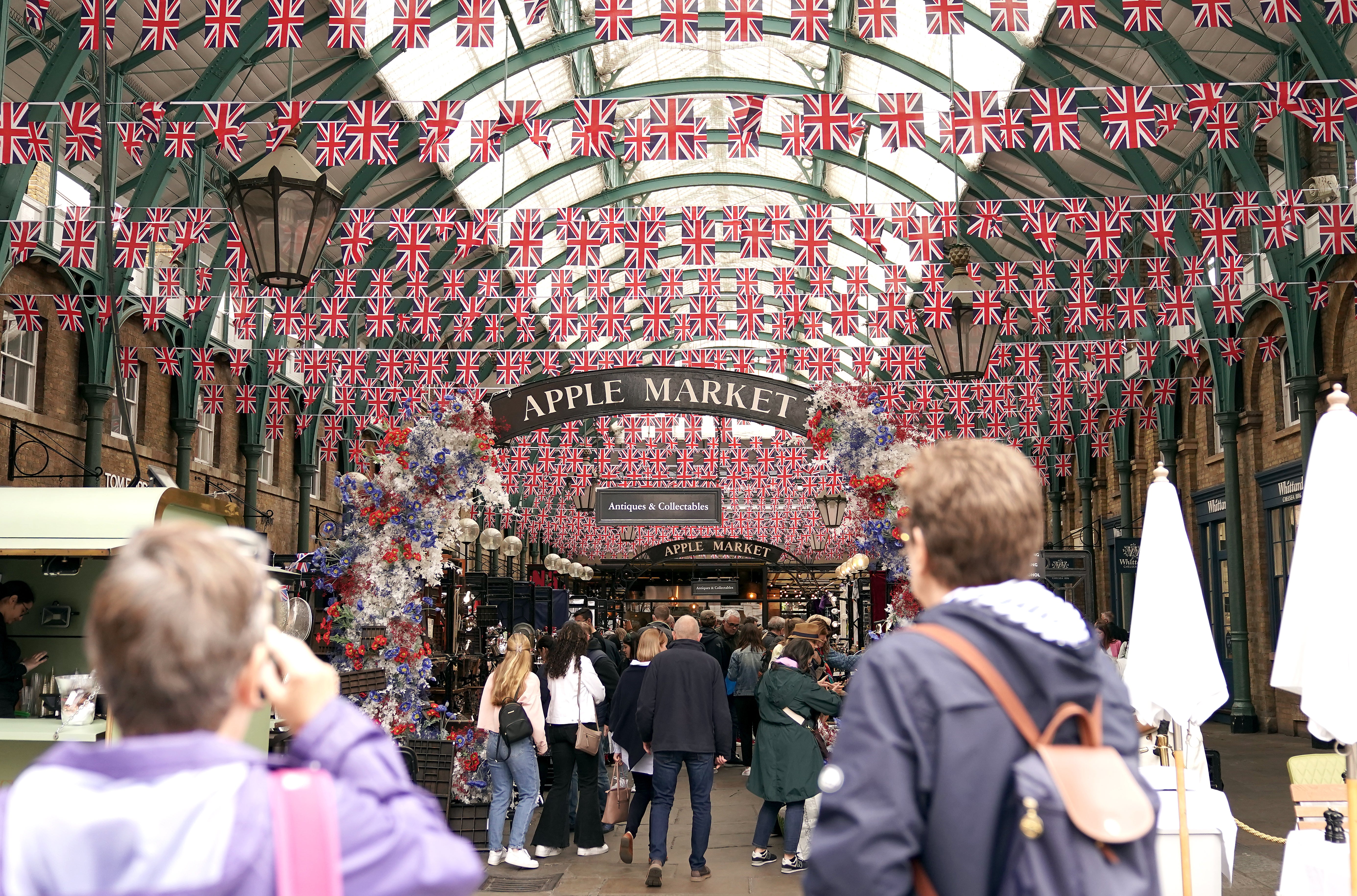 Bunting on display at Covent Garden in central London for the celebrations (Aaron Chown/PA)