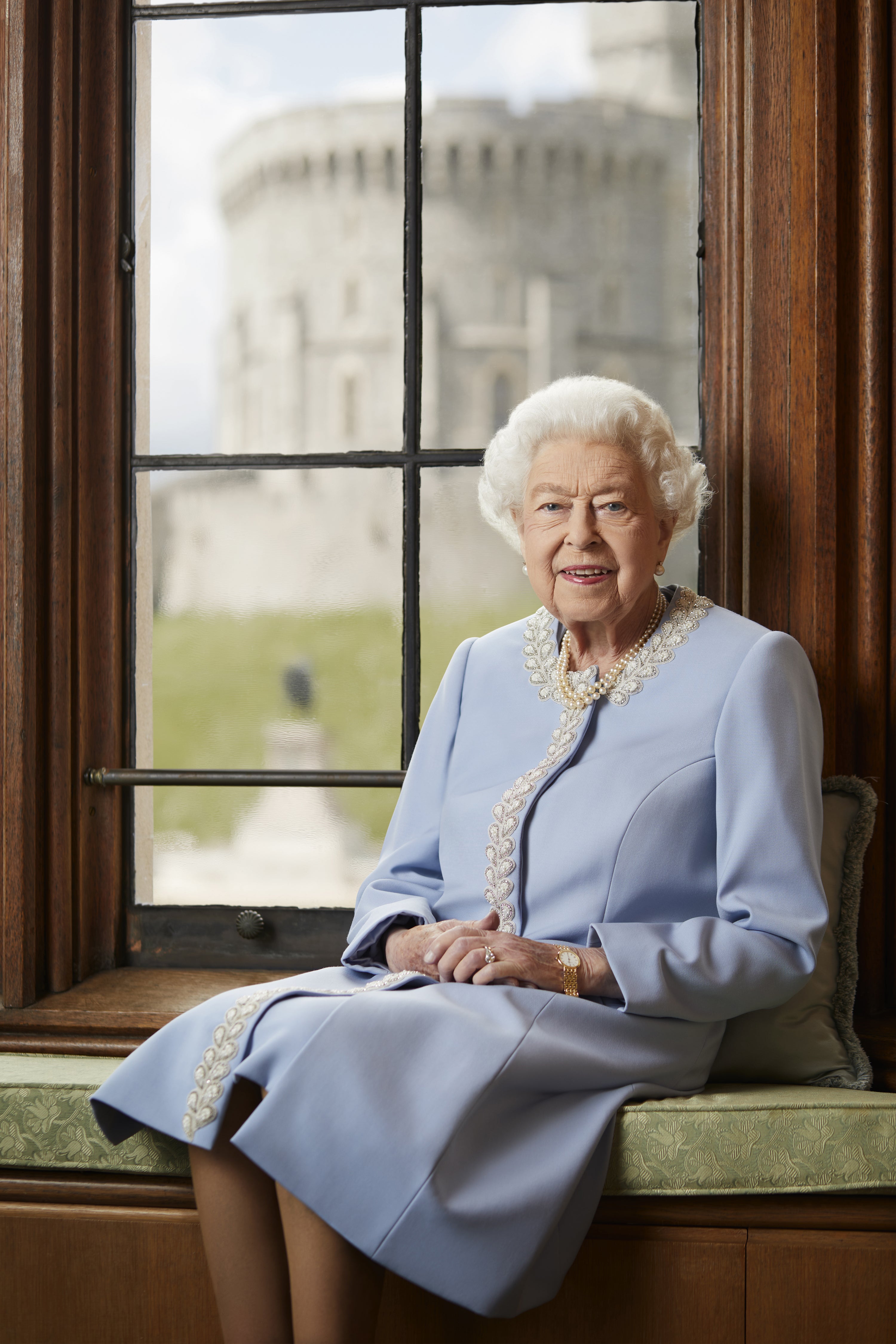 The official Platinum Jubilee portrait of The Queen at Windsor Castle (Royal Household/Ranald Mackechnie/PA)