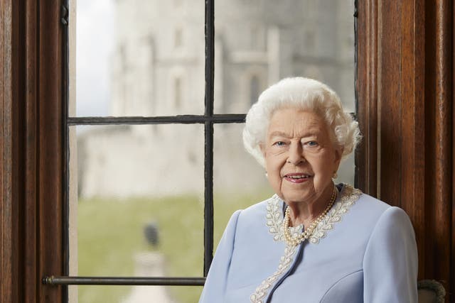The official Platinum Jubilee portrait of The Queen at Windsor Castle (Royal Household/Ranald Mackechnie/PA)