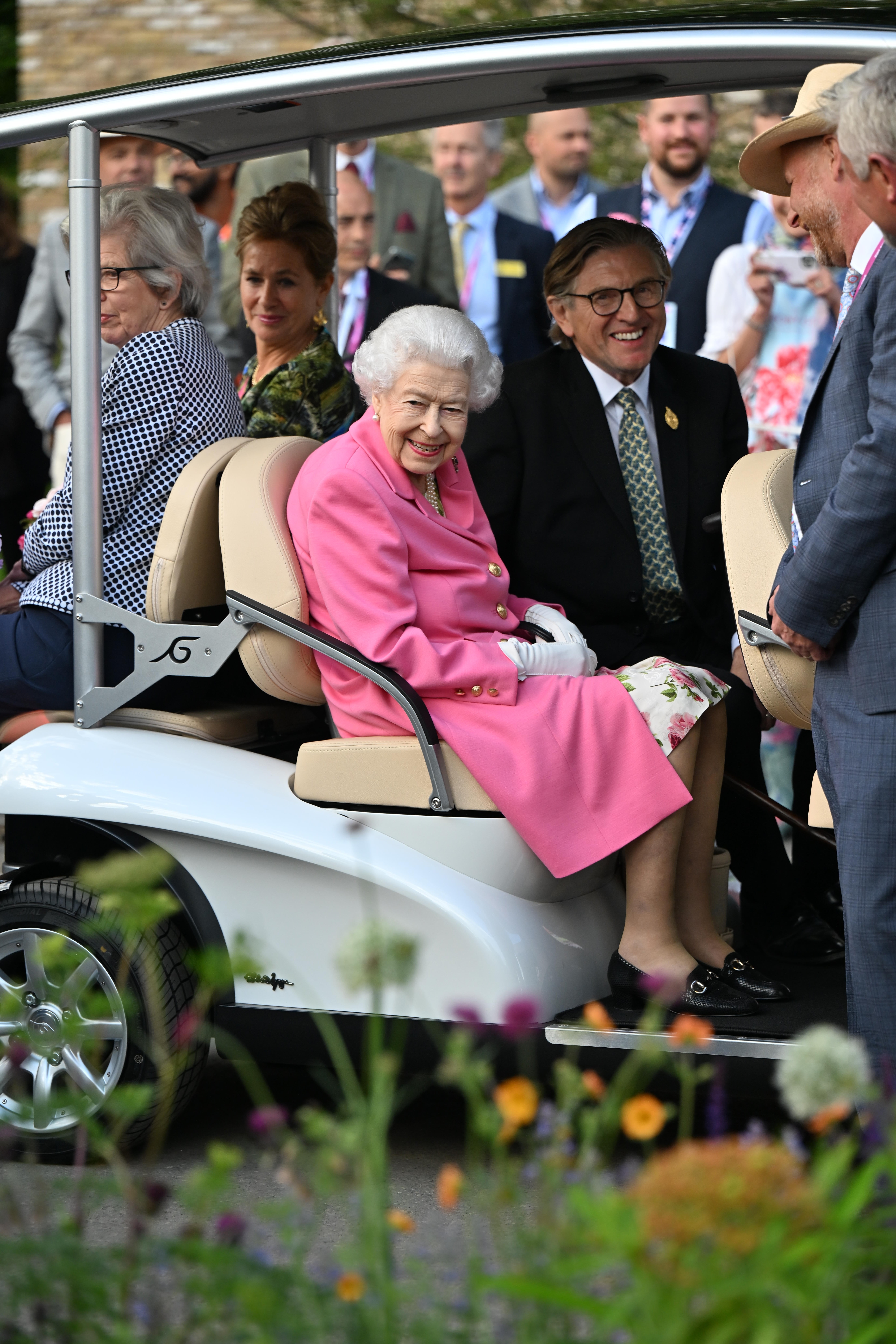 The Queen sitting in a buggy during a visit to the RHS Chelsea Flower Show (Paul Grover/Daily Telegraph/PA)