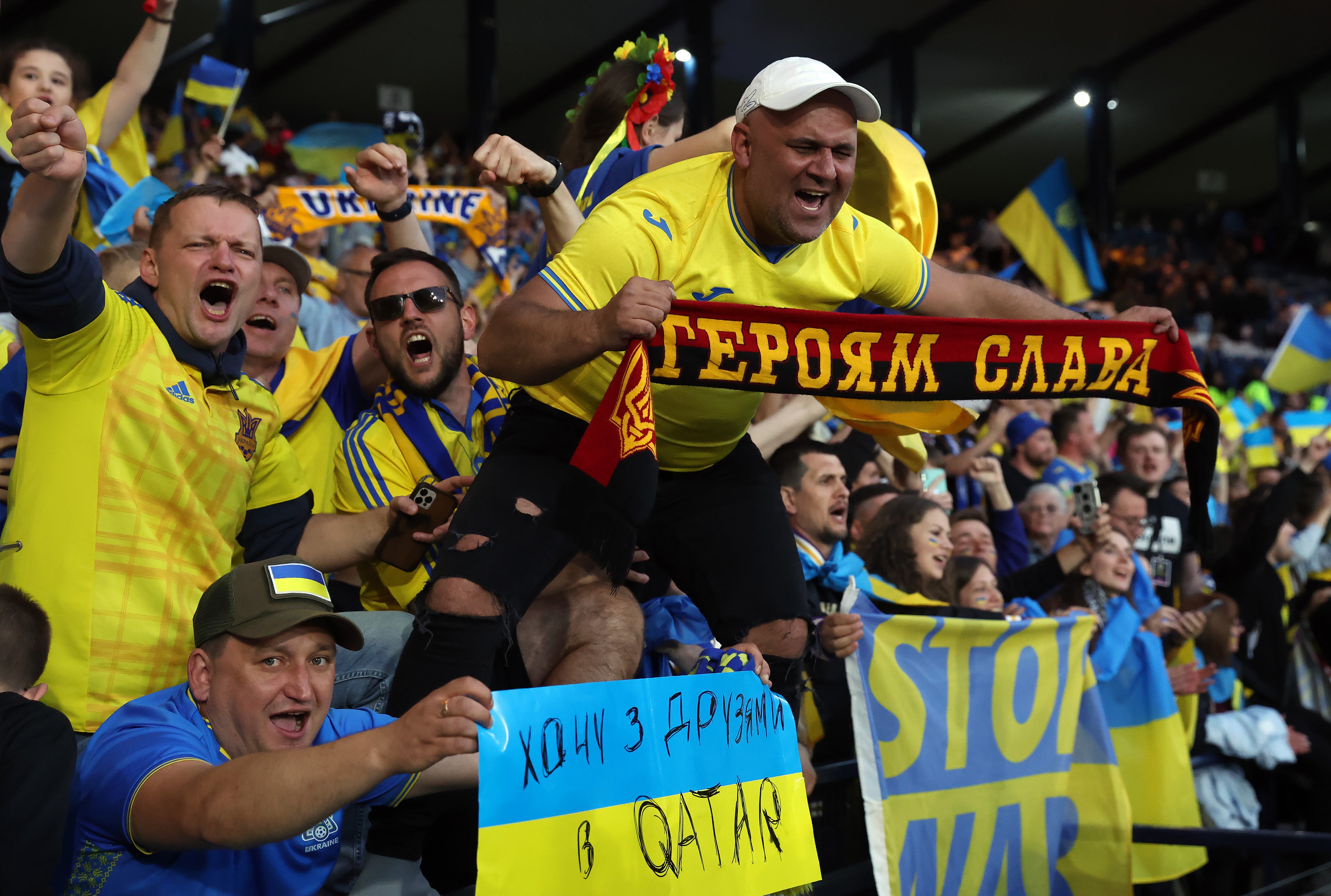 Ukraine fans celebrate victory over Scotland