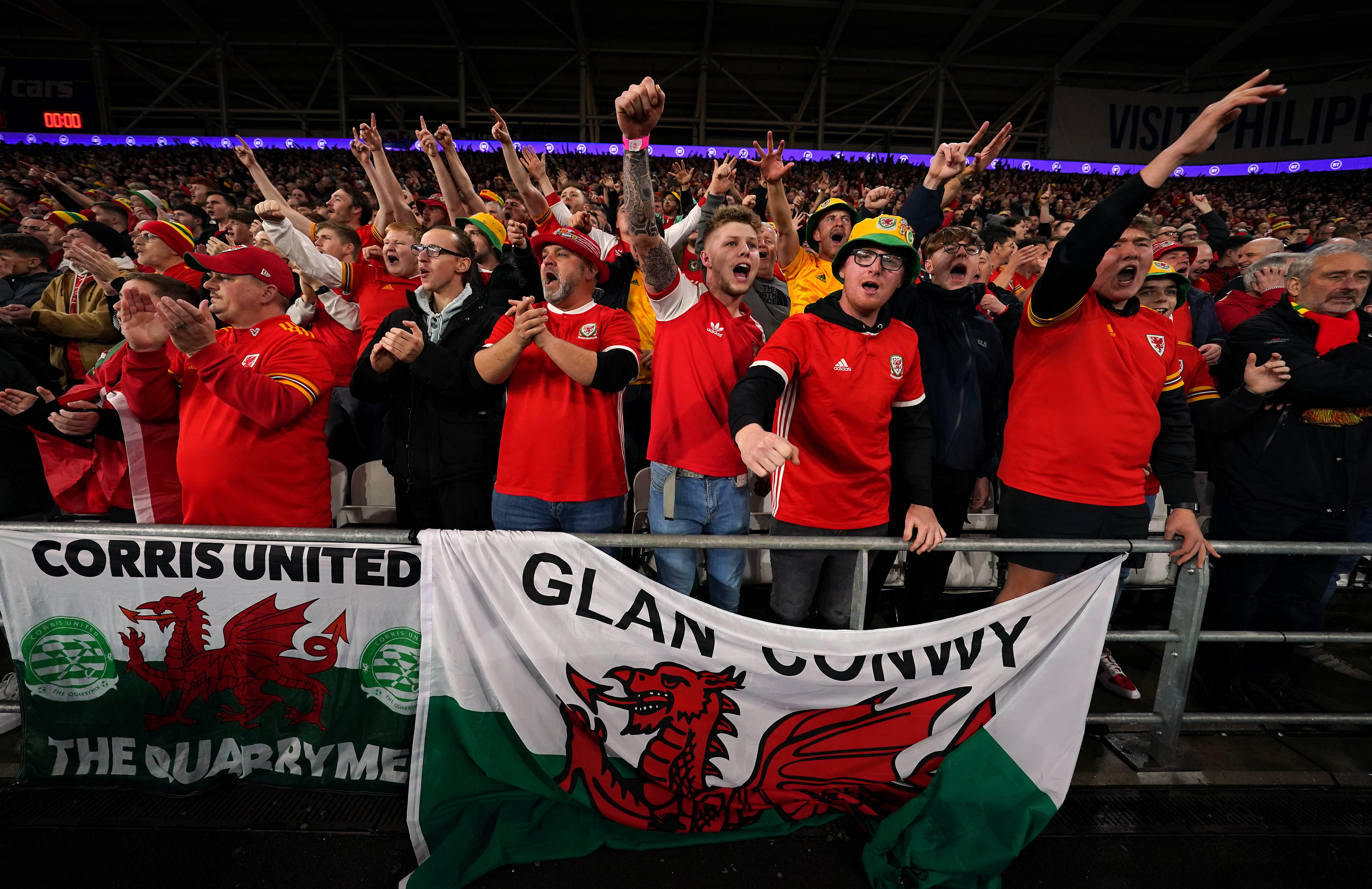 Wales football fans have been told they face criminal proceedings if they invade the pitch after Sunday’s World Cup play-off final (David Davies/PA)