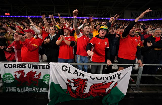 Wales football fans have been told they face criminal proceedings if they invade the pitch after Sunday’s World Cup play-off final (David Davies/PA)