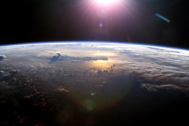 <p>View of Earth’s atmosphere taken from the International Space Station in 2003</p>