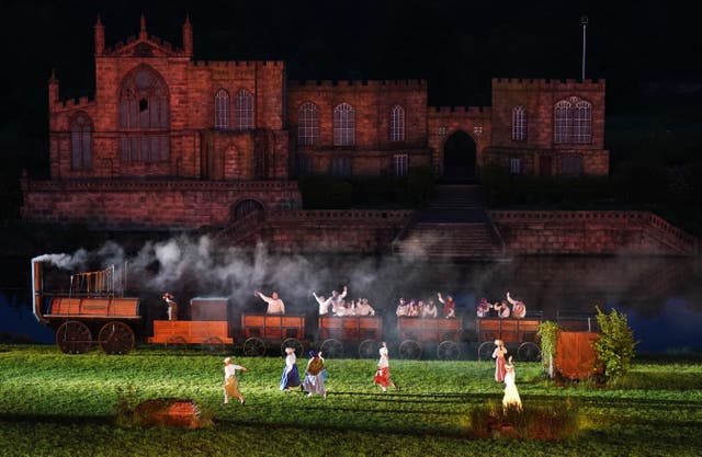 Performers take part in rehearsals for the live outdoor show (Owen Humphreys/PA)