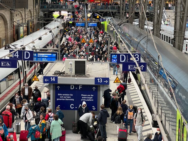 <p>Happy place: Hamburg’s main railway station, busy with passengers during last summer’s €9 unlimited travel promotion </p>
