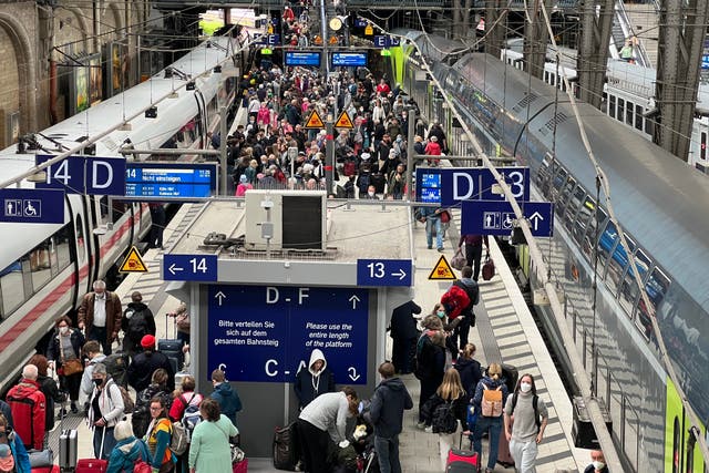 <p>Happy place: Hamburg’s main railway station, busy with passengers during last summer’s €9 unlimited travel promotion </p>