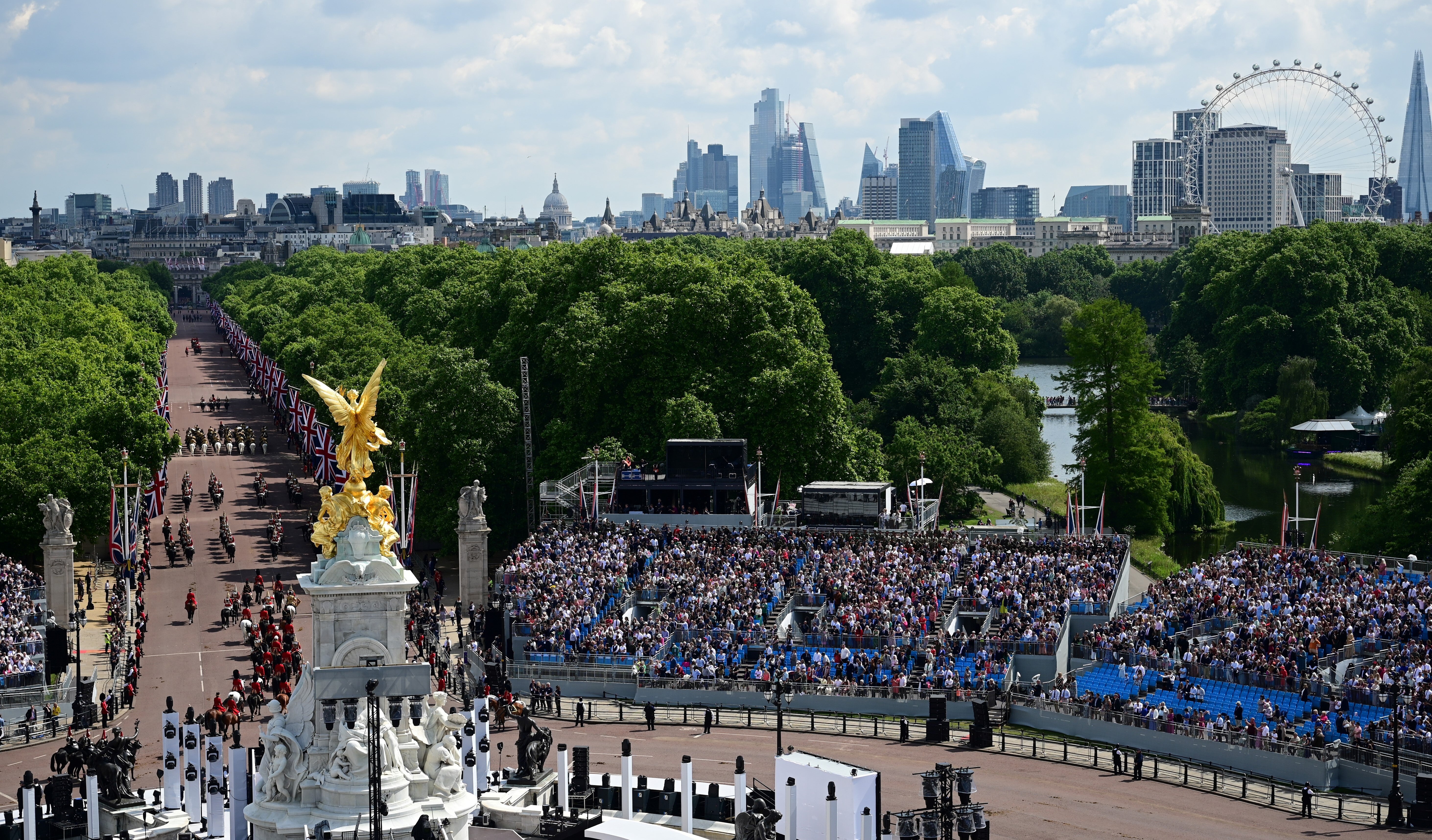 The Royal Procession leaves Buckingham Palace and heads down The Mall for the Trooping the Colour ceremony (Paul Ellis/PA)
