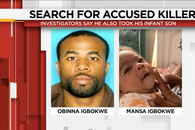 <p>A Texas man is wanted by Montgomery County Sheriff’s Office for being suspected of shooting his wife and her grandmother before fleeing with his 3-month-old son, authorities say.</p>