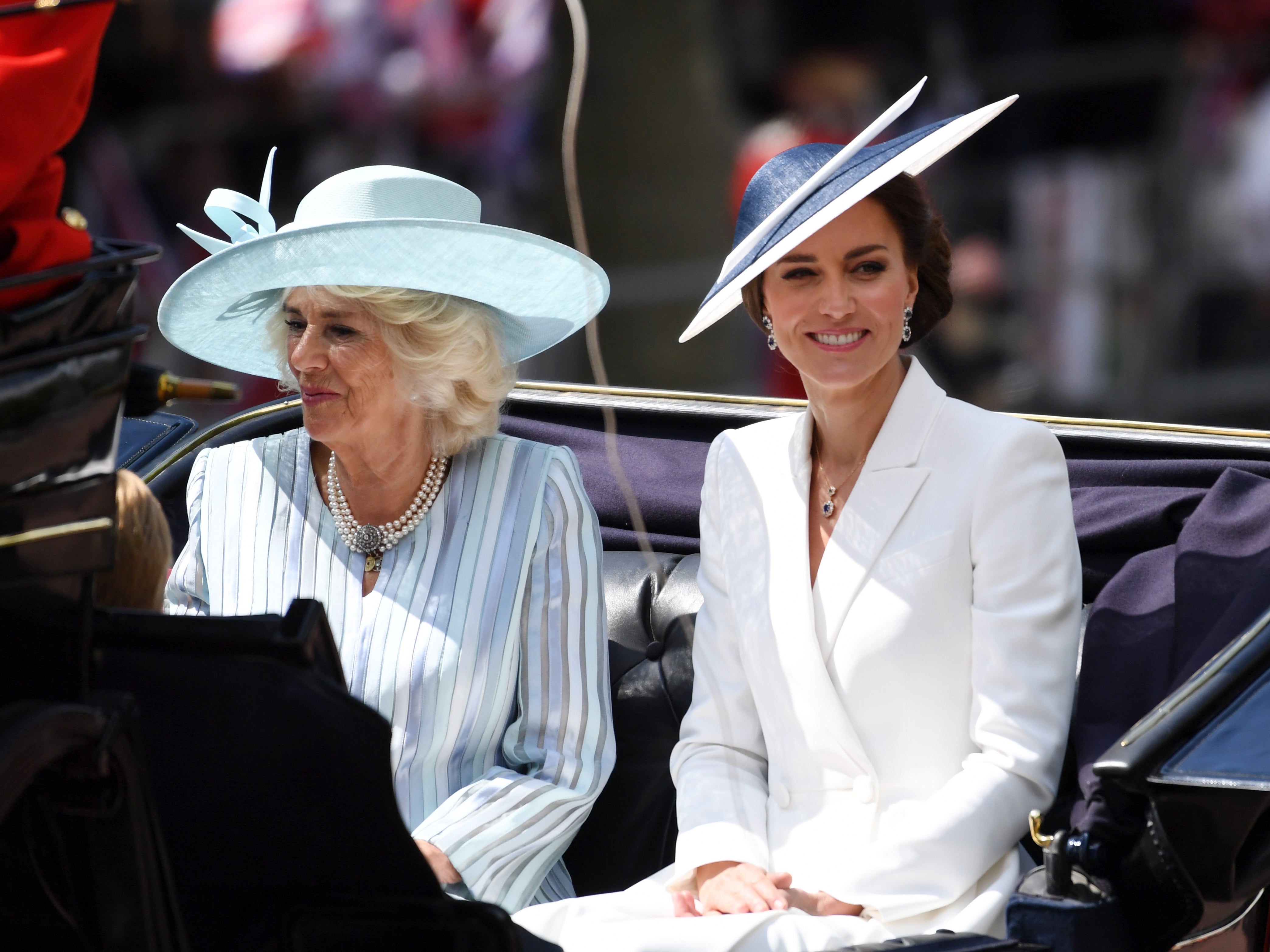 Camilla, Duchess of Cornwall, and Catherine, Duchess of Cambridge during the Trooping the Colour parade