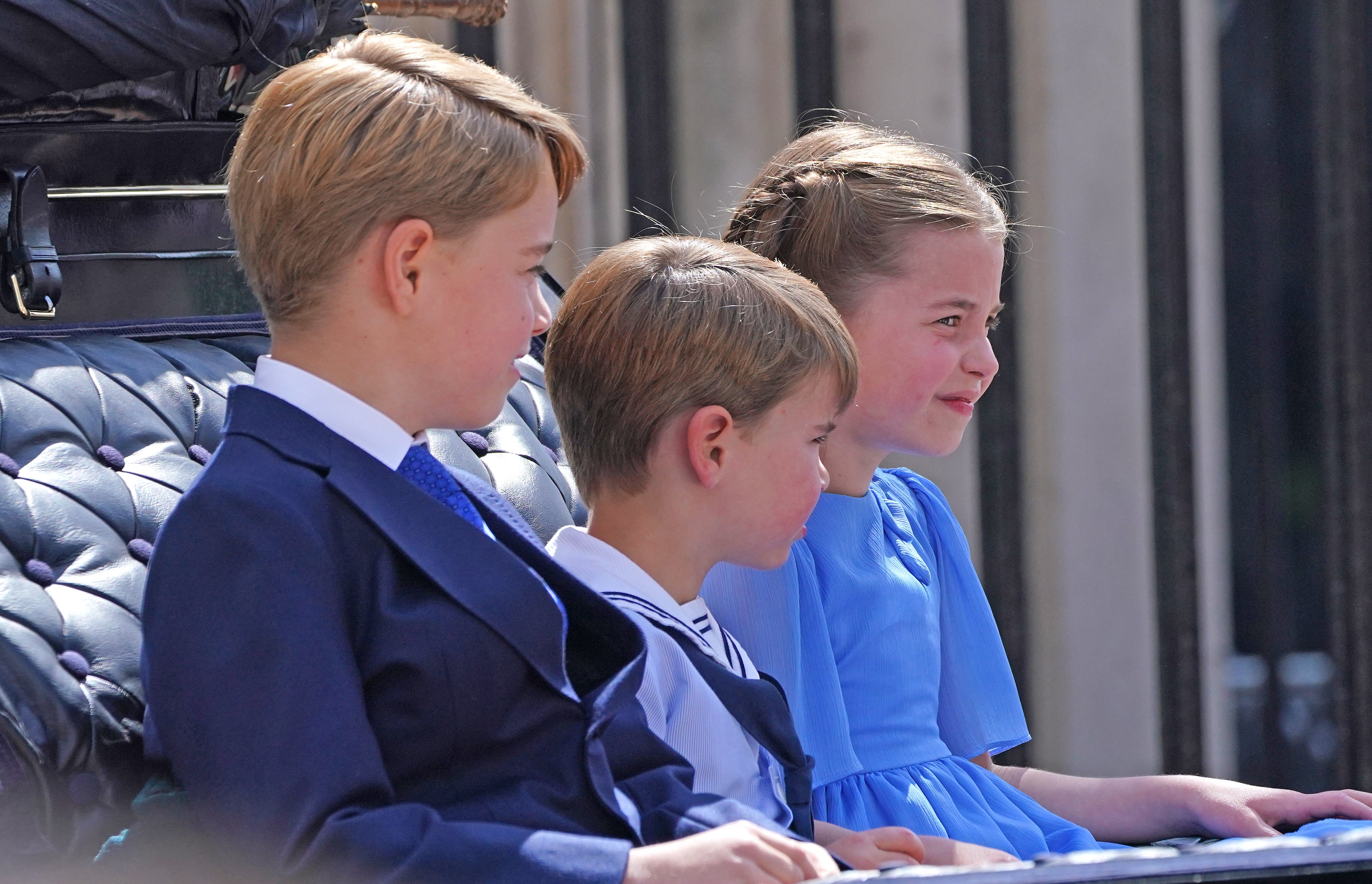 Prince George (left), Prince Louis and Princess Charlotte leave Buckingham Palace (Jonathan Brady/PA)