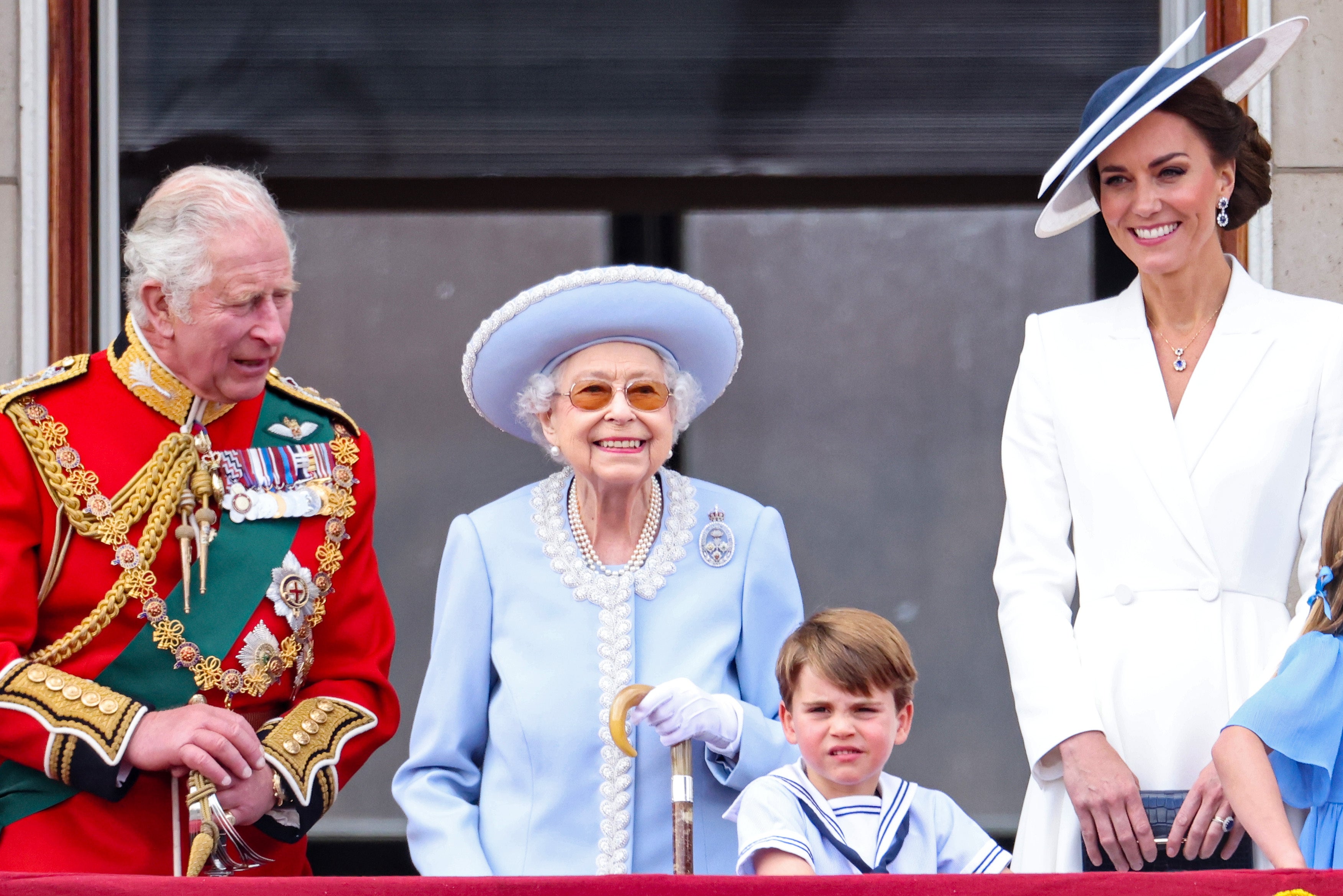 The Prince of Wales, the Queen, Prince Louis and the Duchess of Cambridge (Chris Jackson/PA)