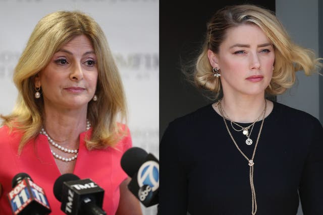 <p>Lisa Bloom (left) believes Amber Heard (right) should appeal the Depp v Heard verdict</p>
