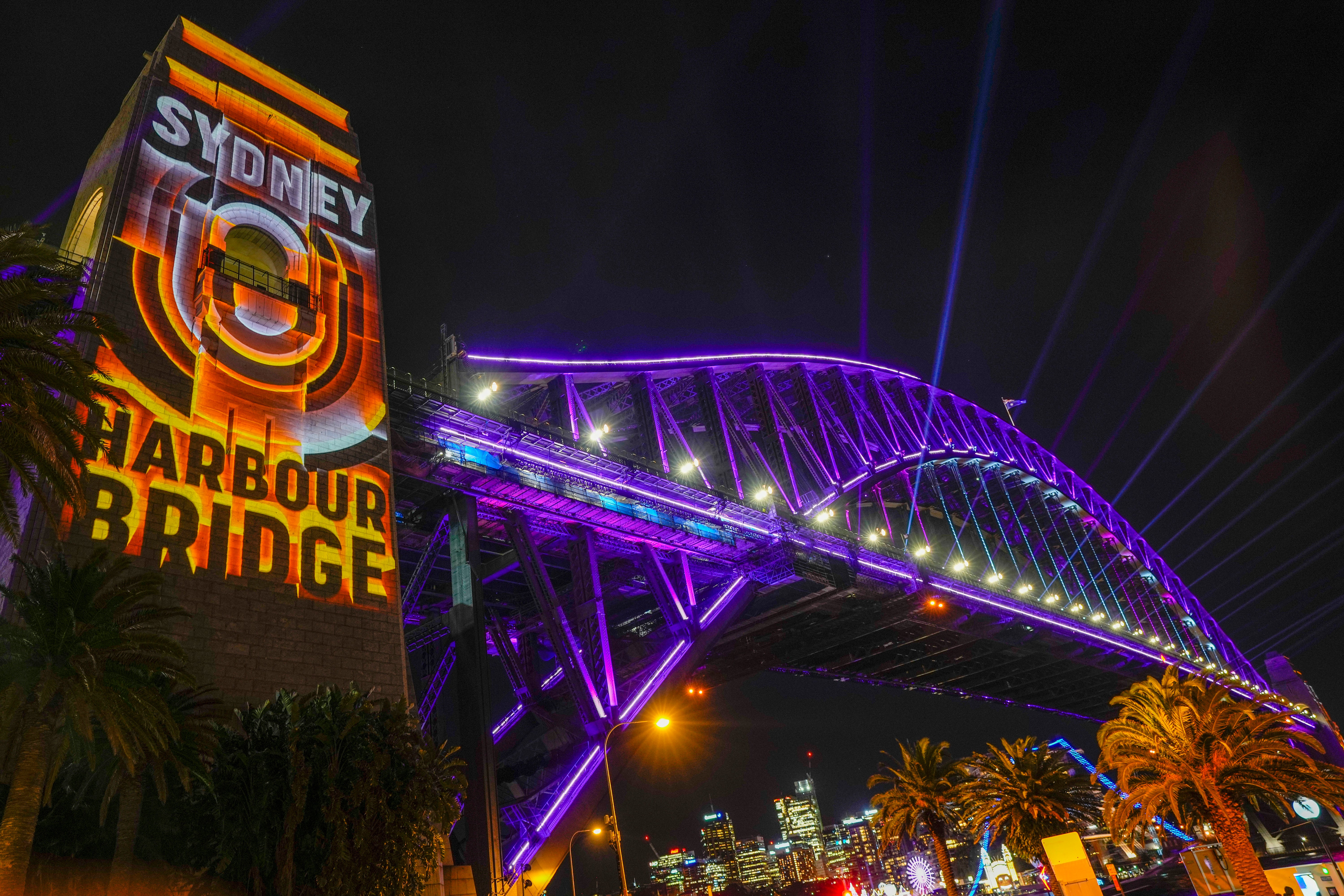 The Sydney Harbour Bridge was illuminated in purple to mark the Platinum Jubilee on Thursday night, just days after Australia’s newly elected Labor government swore in the country’s first minister tasked with overseeing a transition to a republic (Mark Baker/AP)