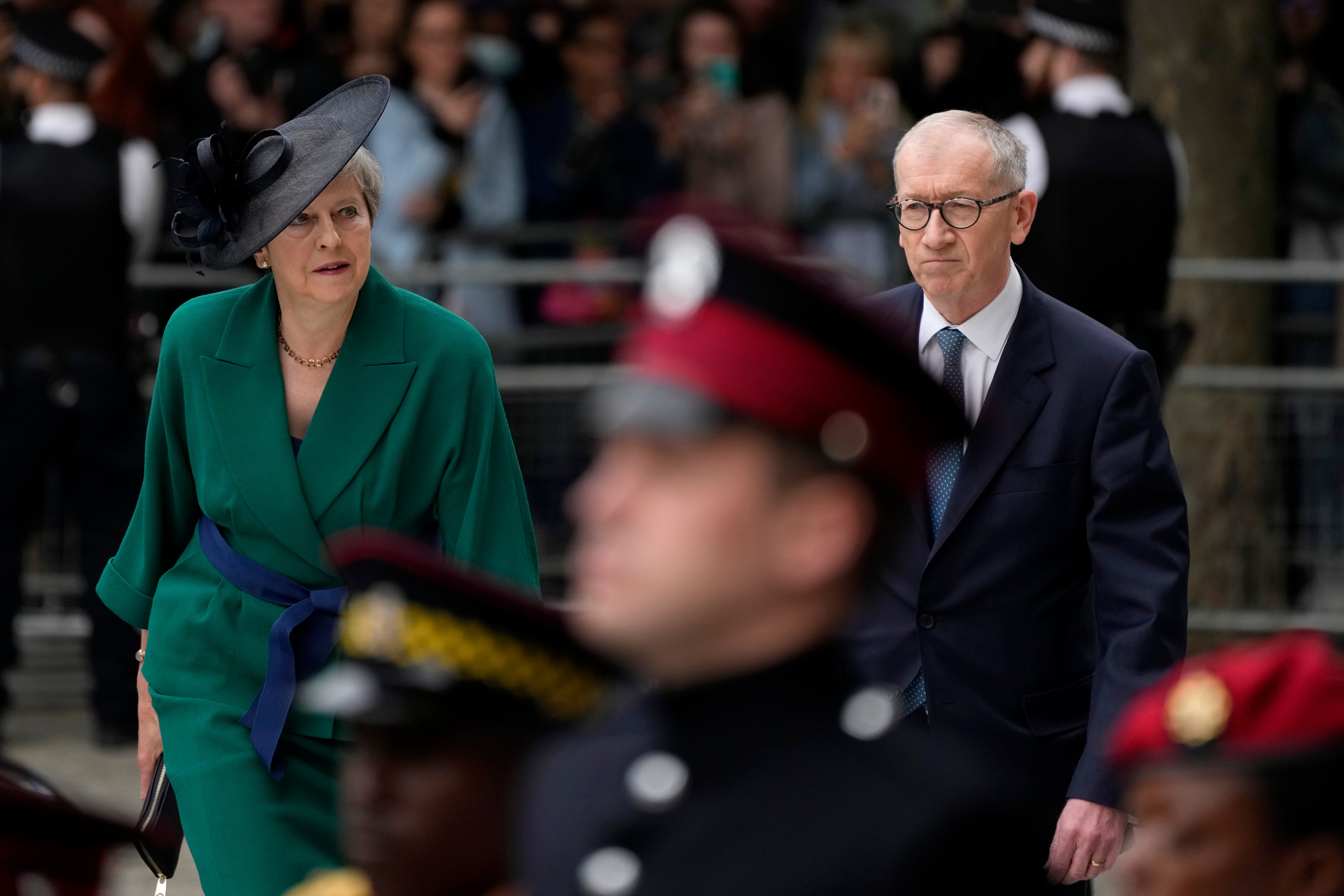 Theresa May and her husband Philip May arrive for a service of thanksgiving