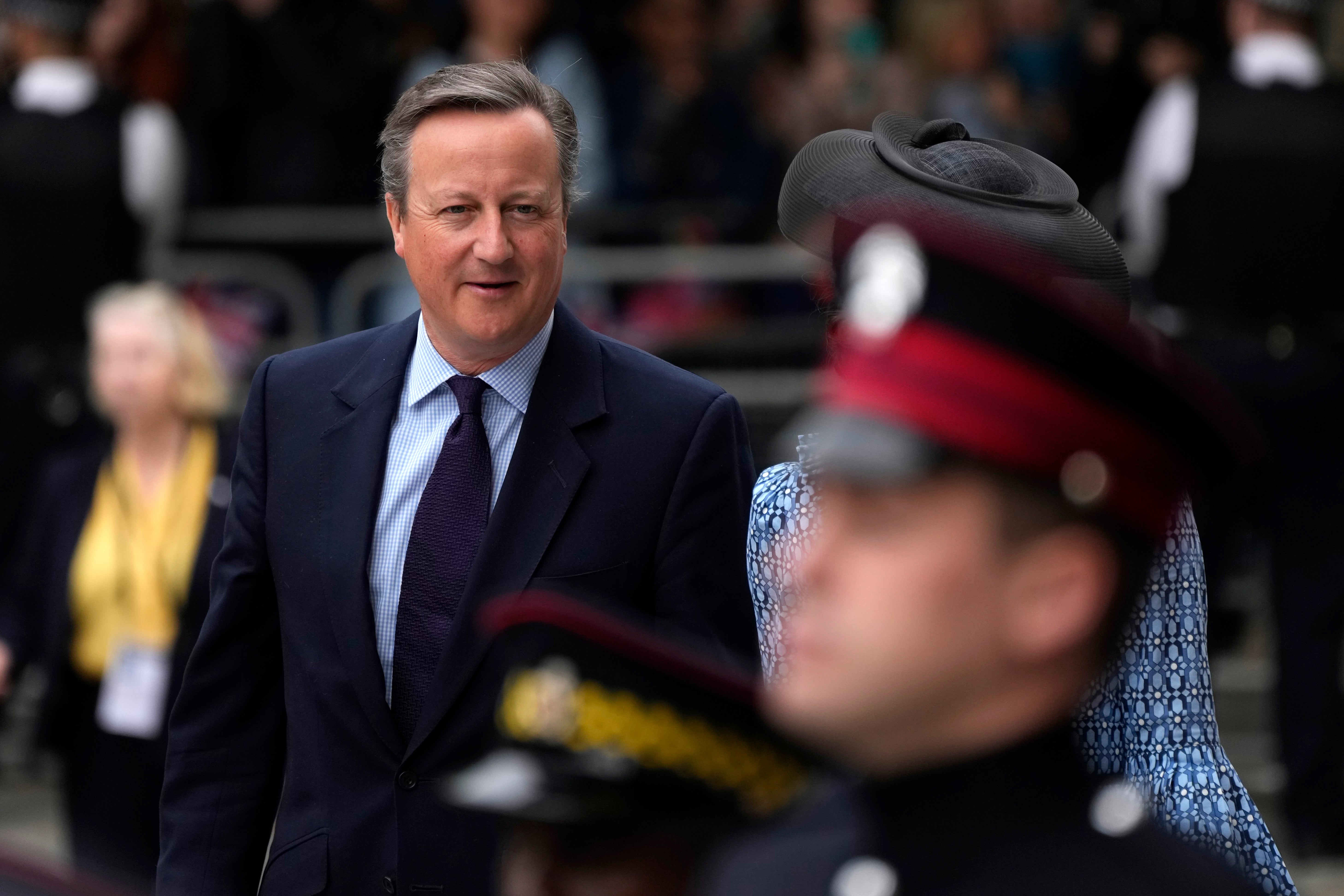 Former British Prime Minister Prime Minister David Cameron and his wife Samantha arrive for a service of thanksgiving