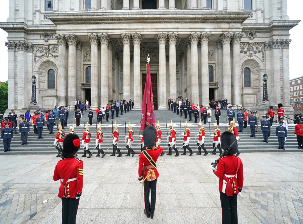 A Guard of Honour on the steps of St Paul’s Cathedral, London, ahead of the National Service of Thanksgiving, on day two of the Platinum Jubilee celebrations for Queen Elizabeth II. Picture date: Friday June 3, 2022.